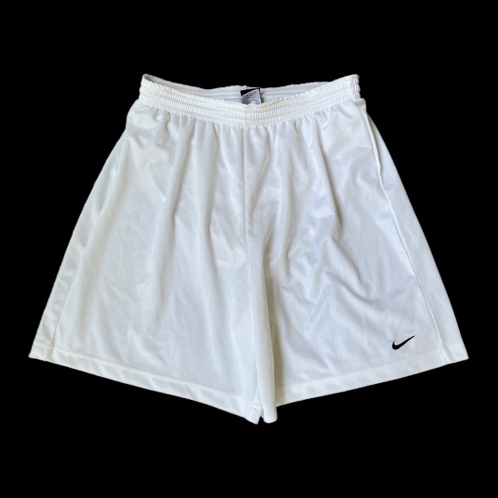 Vintage Nike Athletic Shorts Mens Large White Mesh Swoosh Logo Running Gym